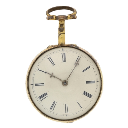 243 - Andrew Reed, London - 18th century gilt metal pair cased verge pocket watch, signed fusee movement, ... 