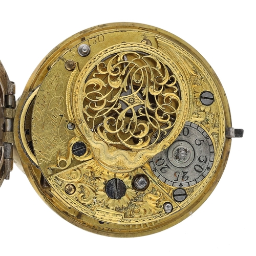 244 - William Burton, London - George III verge pair cased pocket watch, London 1763, the fusee movement s... 