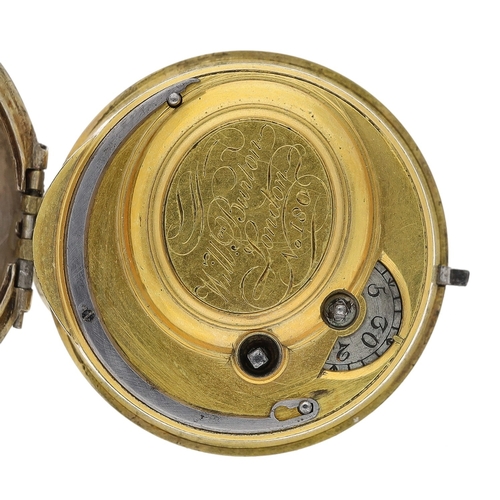 244 - William Burton, London - George III verge pair cased pocket watch, London 1763, the fusee movement s... 