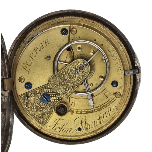 246 - John Strachan, Forfar - Victorian silver fusee lever pair cased pocket watch, Birmingham 1873, signe... 
