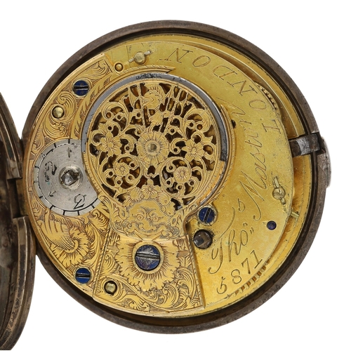247 - Thomas Maston, London - Early 19th century silver verge pair cased pocket watch, London 1829, the fu... 