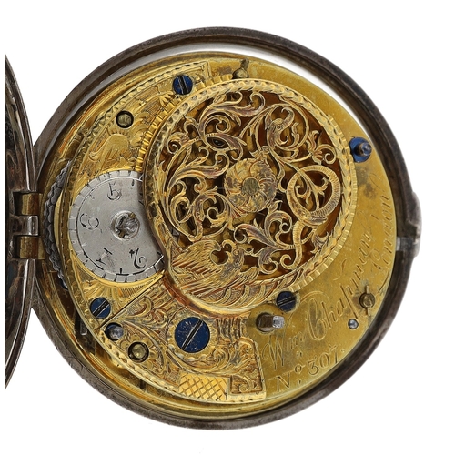 248 - William Chapman, London - George III silver verge pair cased pocket watch, London 1788, the fusee mo... 