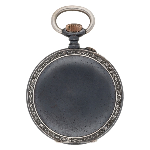 256 - Swiss 'patented' gunmetal lever calendar pocket watch with moon phase, the movement signed Colombia,... 
