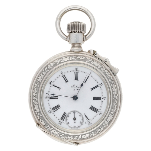 259 - Patent J.W - rare late 19th century silver quarter repeating lever pocket watch, the repeat function... 