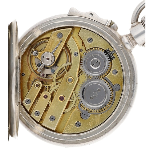 259 - Patent J.W - rare late 19th century silver quarter repeating lever pocket watch, the repeat function... 
