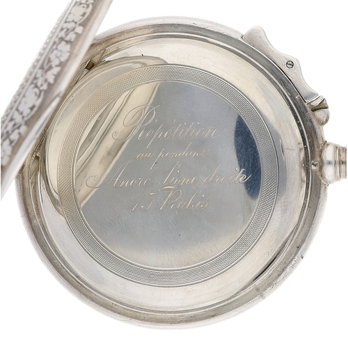 259 - Patent J.W - rare late 19th century silver quarter repeating lever pocket watch, the repeat function... 