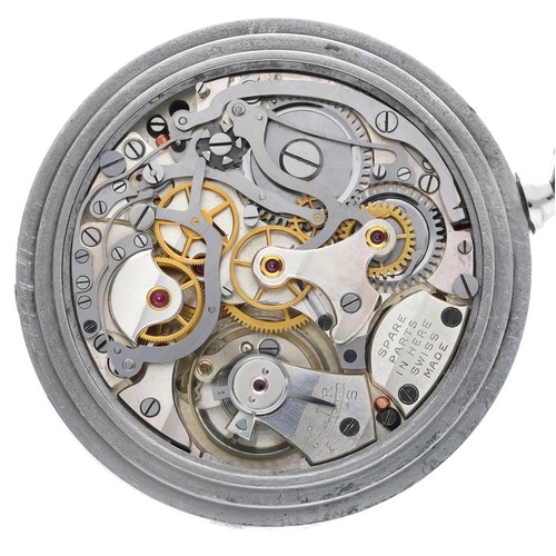 262 - Swiss Excelsior chronograph pocket watch, signed enamel dial with Arabic numerals, minute track, out... 