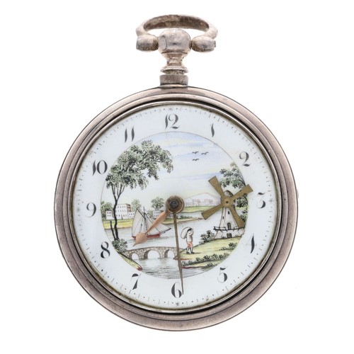 264 - George Stillard, Liverpool - Early 19th century automaton pair cased verge pocket watch with polychr... 