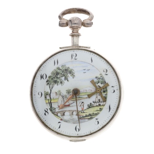 264 - George Stillard, Liverpool - Early 19th century automaton pair cased verge pocket watch with polychr... 