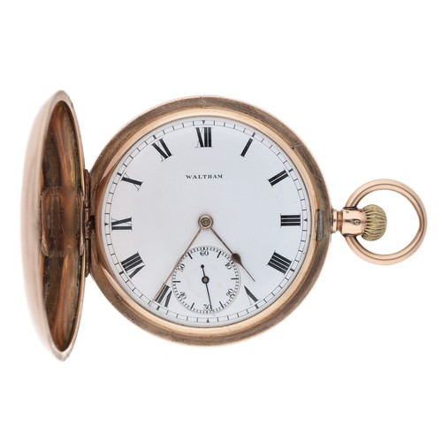 207 - American Waltham 9ct lever hunter pocket watch, serial no. 14690078, circa 1905, signed movement wit... 