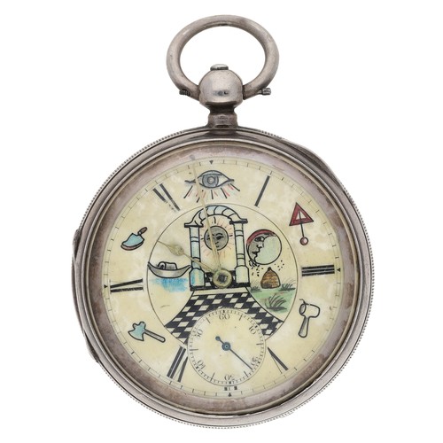 212 - Masonic interest - American Waltham 'W'm Ellery' silver lever pocket watch, serial no. 497838, circa... 