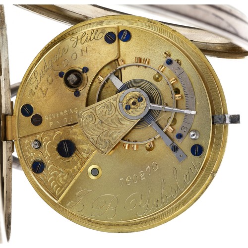 229 - J.B. Yabsley, London - Edward VII silver lever pocket watch, Chester 1904, signed J.B. Yabsley, 72 L... 