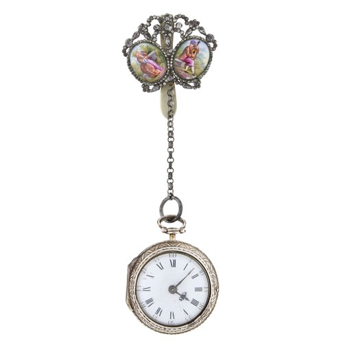 234 - Theo'r Morrison, London - 18th century verge pair cased pocket watch with chatelain attachment, sign... 