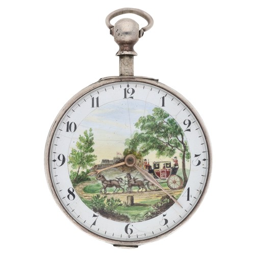 236 - Cohen & Job, Hastings - large early 19th century silver verge pair cased pocket watch with a pol... 
