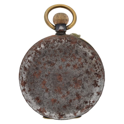 237 - Swiss gunmetal calendar lever pocket watch with moon phase, no. 8947, unsigned bar movement, hinged ... 