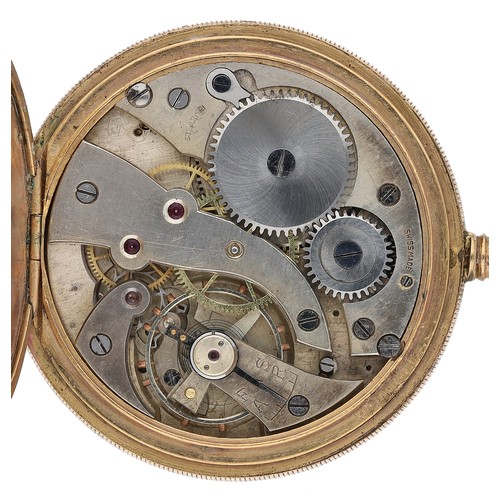 239 - Swiss gold filled lever pocket watch, 15 jewel movement with compensated balance and regulator, hing... 