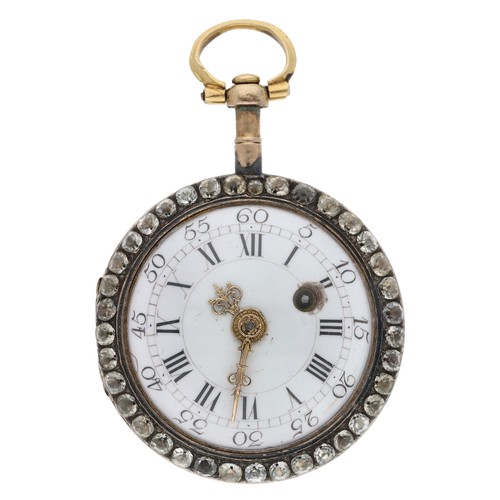 242 - Mallet, A. Paris - Attractive French 18ct paste set verge fob watch, signed fusee movement with pier... 