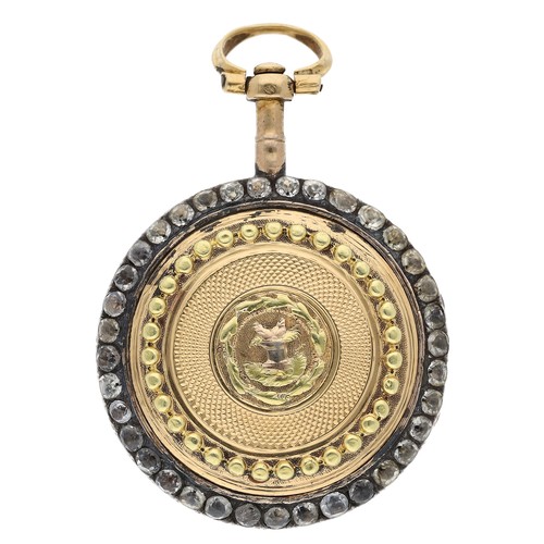 242 - Mallet, A. Paris - Attractive French 18ct paste set verge fob watch, signed fusee movement with pier... 