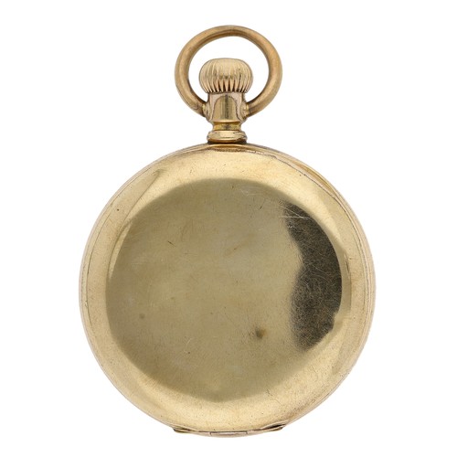 238 - Swiss gold plated lever hunter pocket watch, 15 jewel adjusted movement, hinged cuvette, enamel dial... 