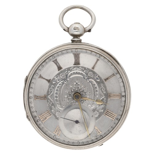 252 - Attractive Victorian silver fusee lever pocket watch, London 1872, unsigned movement, no. 1596, with... 