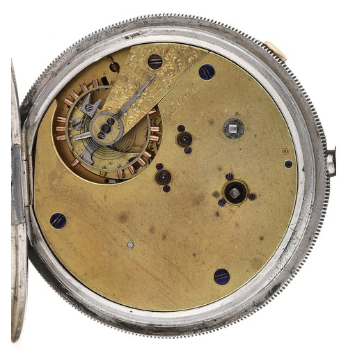 254 - Victorian silver 'Decimal Chronograph Registered' centre seconds fusee lever pocket watch, Chester 1... 