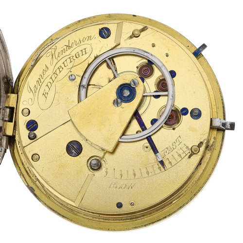 266 - James Henderson, Edinburgh - Victorian silver fusee lever pocket watch, Chester 1828, signed movemen... 