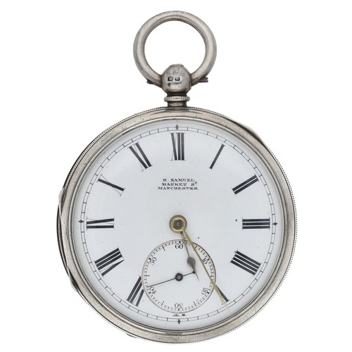 267 - H. Samuel, Manchester - Victorian silver lever pocket watch, Birmingham 1889, signed movement, no. 1... 