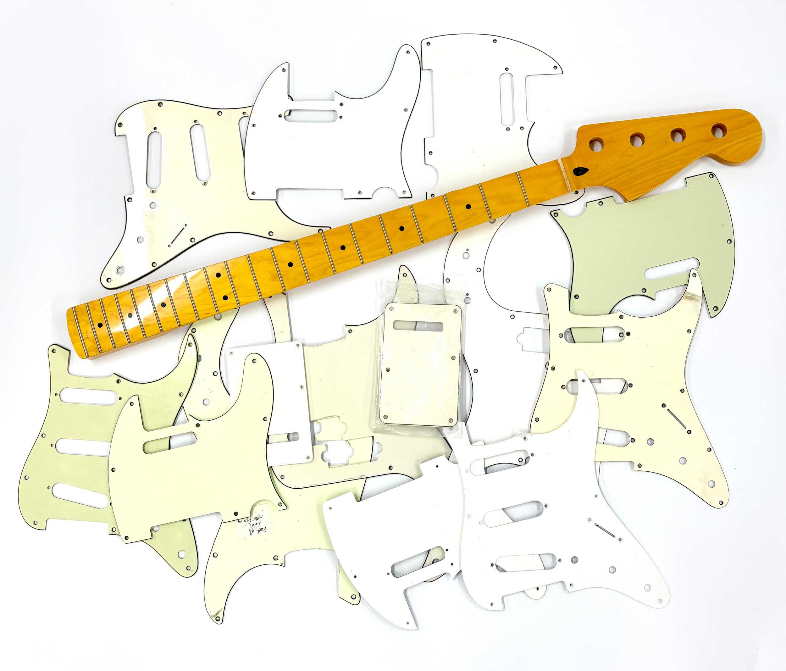Unused bass guitar neck; together with a selection of various bass and ...