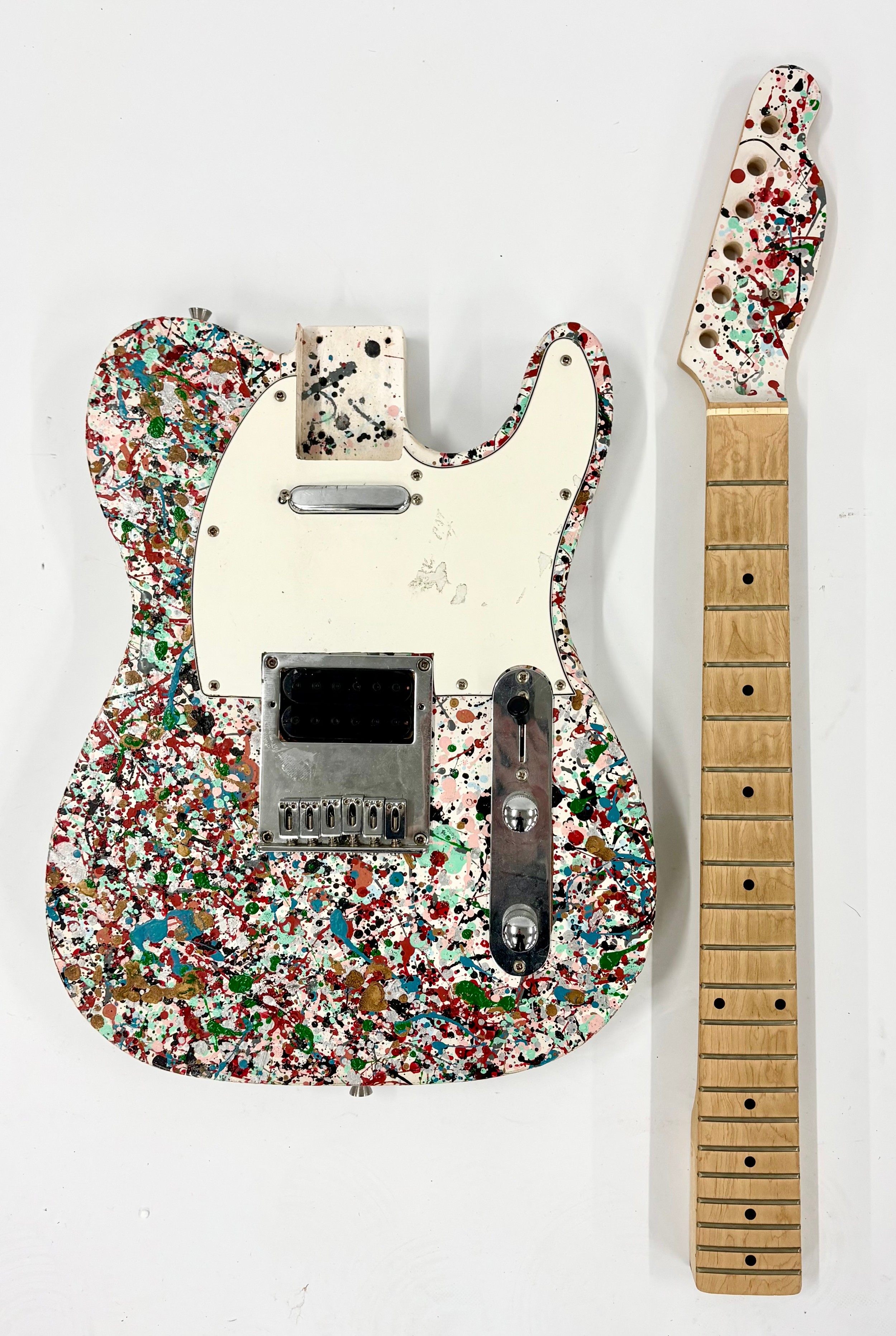 Unbranded Telecaster type body and neck with abstract splatter finish ...