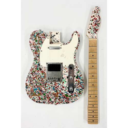 Unbranded Telecaster type body and neck with abstract splatter finish ...