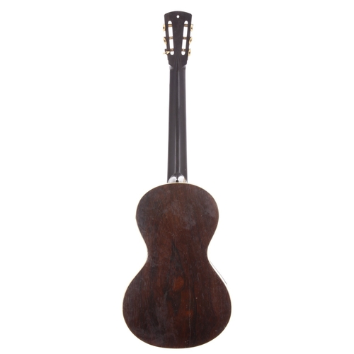 1916 - Antique French Mirecourt guitar in need of restoration, probably by Parizot, circa 1830; Back and si... 