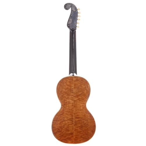 1935 - Interesting 19th century Stauffer style small body guitar; Back and sides: birds eye maple, light ma... 