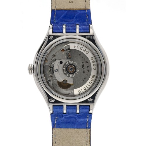 17 - Swatch 'Tresor Magique' 1993 Limited Edition automatic platinum wristwatch, no. 06xxx/12999, silvere... 