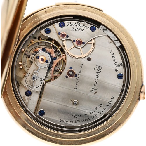 47 - American Waltham 'Riverside' 10ct five-minute repeater lever set hunter pocket watch, serial no. 379... 