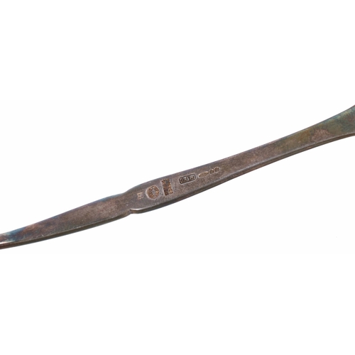 540 - Danish silver small circular dish and miniature ladle, marked for Georg Jensen, Denmark, the dish 3.... 