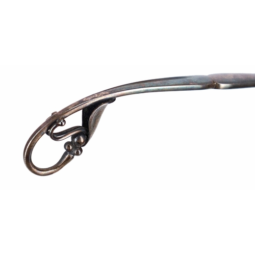 540 - Danish silver small circular dish and miniature ladle, marked for Georg Jensen, Denmark, the dish 3.... 