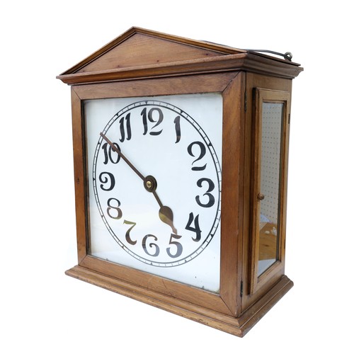 1222 - Large mahogany single fusee night clock with mains wiring, the 16