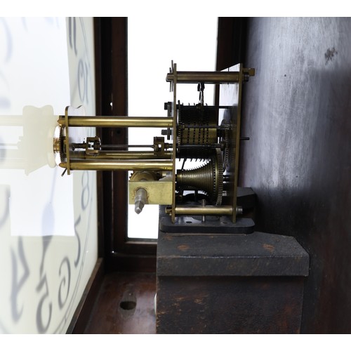 1222 - Large mahogany single fusee night clock with mains wiring, the 16