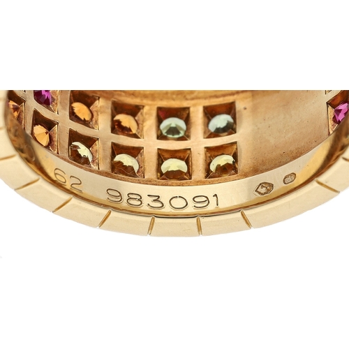 99 - Cartier Paillette 18ct diamond and multi-coloured sapphire band ring, signed 'Cartier 62 983091', wi... 