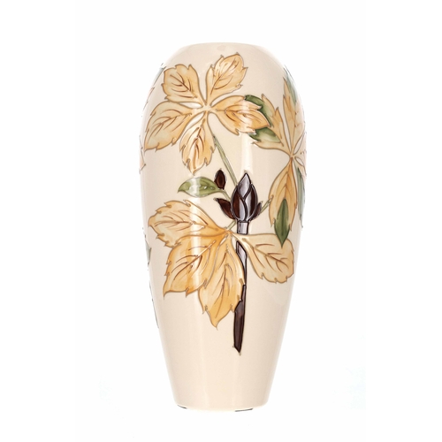 642 - Walter Moorcroft - a Chestnut leaf pattern Moorcroft Pottery vase, bearing a Moorcroft factory mark ... 