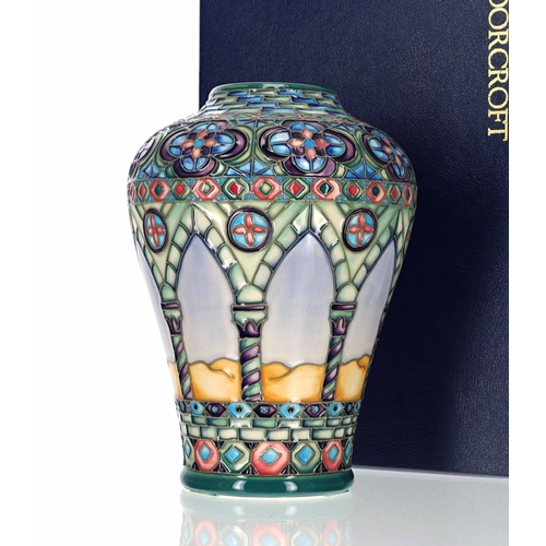 645 - Moorcroft Pottery - limited edition 'Meknes' pattern vase, 129/350, bearing a factory mark and artis... 