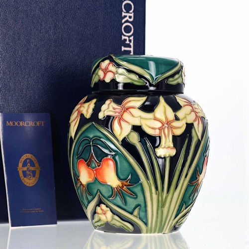 652 - Moorcroft Pottery - 'Carousel' pattern jar with cover from the Centenary Collection, bearing a facto... 