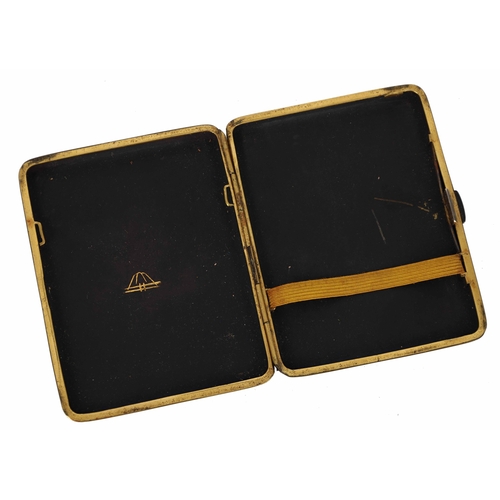 674 - Japanese cigarette case, Taisho period, engraved with Egyptian scenes, Fuji mark to the interior, 3.... 