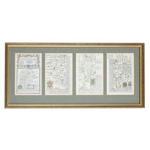 637 - John Ogilby - 'The Road from Cambridge to Coventry', a 17th century engraved map with colour, 17