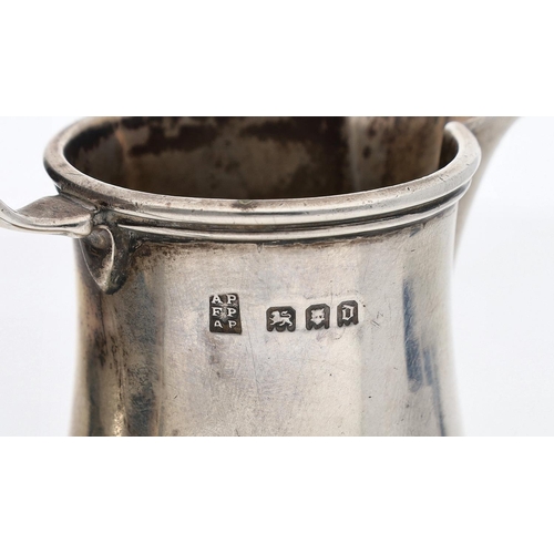 410 - George V silver baluster cream jug, scroll handle and circular foot, Pairpont Brothers, London 1919,... 