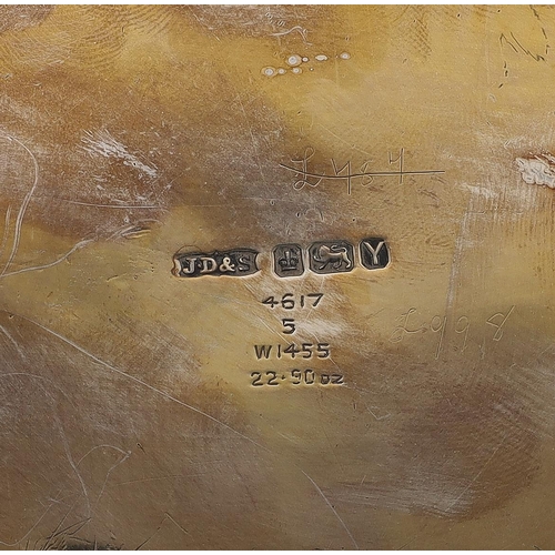 412 - Late Victorian silver teapot, rounded oblong shape with half fluted body and scroll handle, on ball ... 