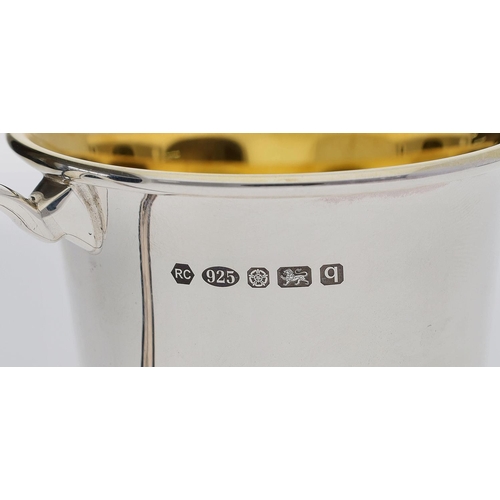 415 - Carr's of Sheffield Ltd silver Christening cup, with a gilt interior, hallmarks for Sheffield 2015, ... 
