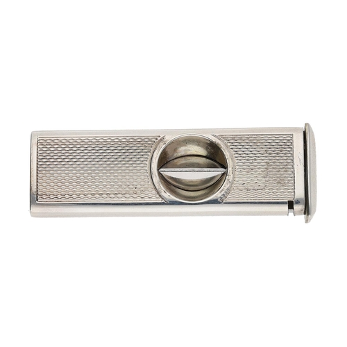481 - William Manton silver cigar cutter, with engine turned decoration to the case, hallmarked Birmingham... 