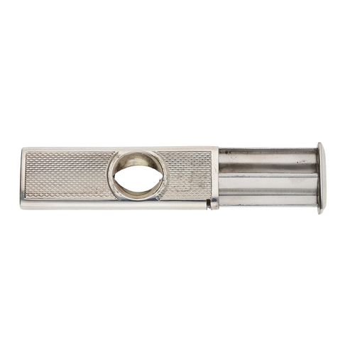 481 - William Manton silver cigar cutter, with engine turned decoration to the case, hallmarked Birmingham... 
