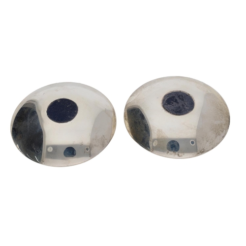 487 - Pair of Philip Kydd silver modernist 'saucer' taper stick holders, hallmarked 925 London 2014, 2.5